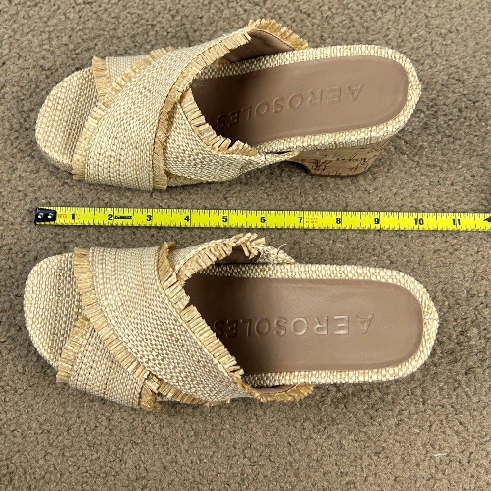 AEROSOLES Natural Straw Wedge Sandals - Picture 10 of 12